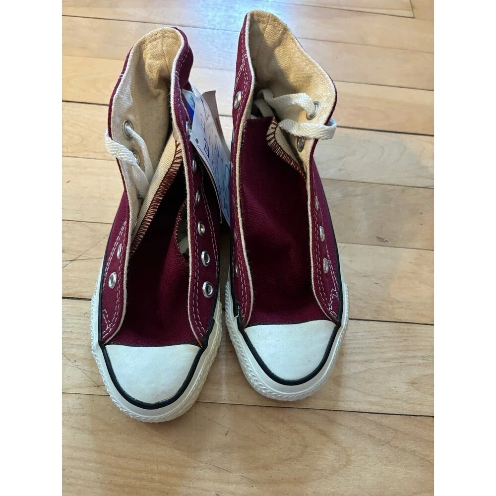 Vtg nwt Converse All Star Hi Top Sneakers Shoes burgundy red USA Made Youth 12